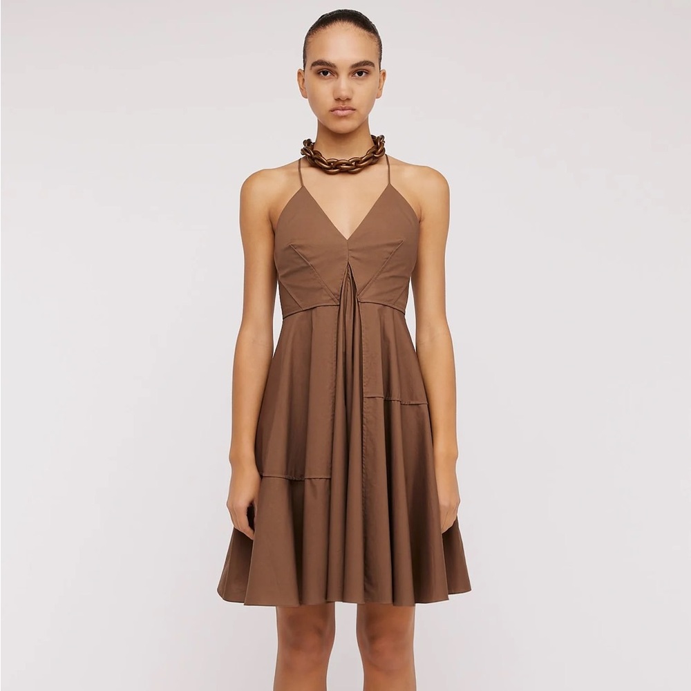 Scanlan Theodore Cocoa Parachute Shoestring Mini Dress Size US 4